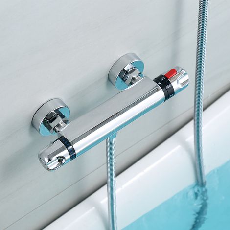 Thermostatischer Wand-Brausemischer für Warm- und Kaltwasser mit konstanter Temperatur, Chrom