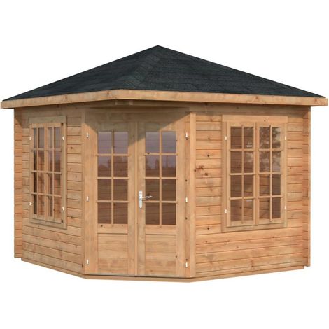 Abri de jardin en bois Melanie 6,9 m2 Traité Marron (1/4)