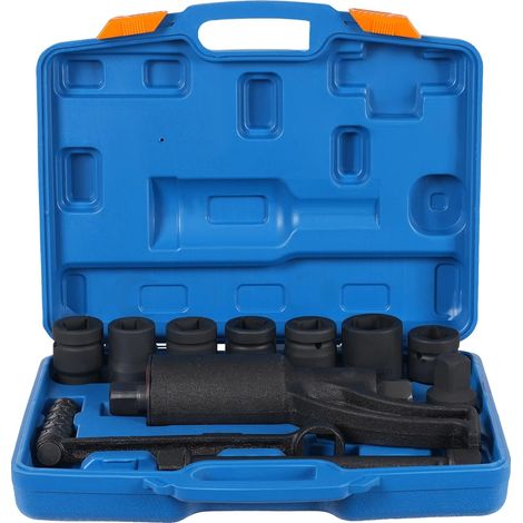 Kit de herramientas para desmontar neumáticos de camión, 7 tamaños de llaves de vaso, construcción duradera, color negro. (1/2)