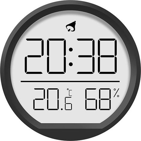 Horloge numérique avec thermomètre et hygromètre, design magnétique, calendrier 12,24 heures, convient pour la maison, la cuisine et le bureau. (1/5)