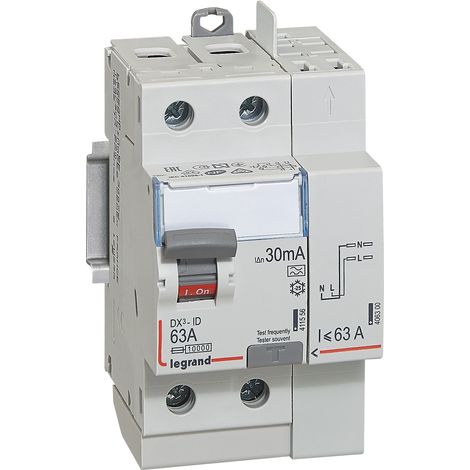 Legrand – Interrupteur différentiel 30 mA 63 A type A – Protection circuits plaque cuisson et lave-linge – Réarmement facile – 3 modules 230V (1/2)