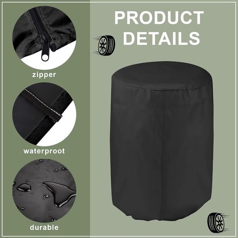 Funda universal para neumáticos, funda protectora para neumáticos, bolsa impermeable grande para 4 neumáticos, 73 110 cm (Negro) (1/4)