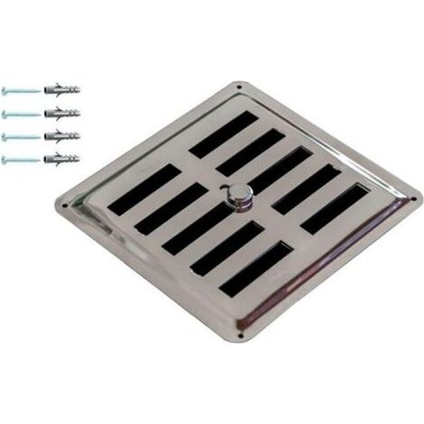 Grille de Ventilation Réglable en Acier Inoxydable Non Magnétique, Grille d'Aération INOX AISI 316, Sortie/Entrée d'Air Convective, Diffuseur d'Air. (15 x 15 cm) (1/4)
