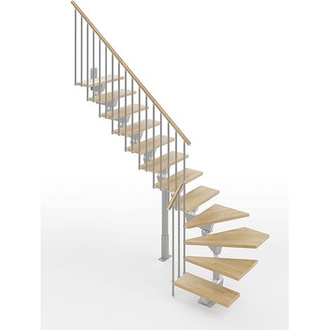 Scala 1 giro 14 gradini - Larghezza 85cm - Legno e bianco - KNOCK85RV-L-SGMH14