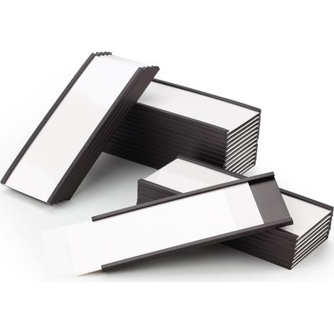 30 portaetiquetas magnéticos de 5 cm x 10 cm con canal C, película protectora gruesa para tarjetas de papel blanco, extraíble, sin ensuciar, para estanterías.