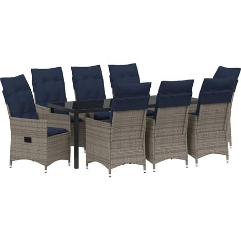 Maison Exclusive - Set di tavolo e sedie con cuscino 9 pcs Grigio Rattan in PE (1/5)