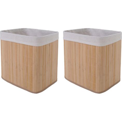 Lot de 2 boîtes de rangemen HHG-222, bambou, nature (1/5)