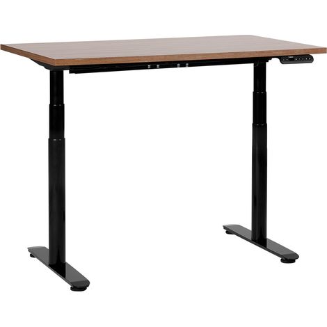 Scrivania regolabile in altezza elettricamente legno scuro e nero 120 x 72 cm DESTINAS