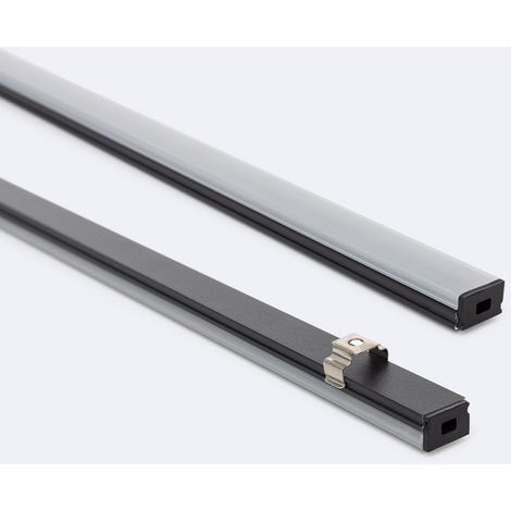 Aluminiumprofil Aufbau 12x8 mit für LED Streifen bis 8 mm Schwarz 2 m Halbtransparent