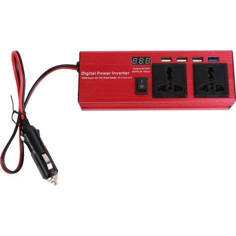 Convertisseur 300W Mini 12V à 220V avec prise USB et interrupteur, onde sinusoïdale modifiée, pour voiture et extérieur (1/5)