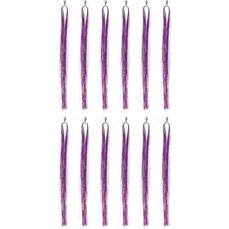 Mèches de Cheveux Pailletées Étincelantes Extensions Capillaires Effet Métallisé Violet (1/5)