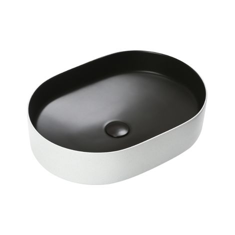 Vasque à poser ovale capsule -50 x 37 cm -Noir et blanc mat -MISSA (1/4)