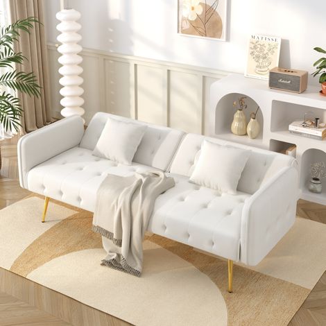 Sofabett 2-Sitzer mit Schlaffunktion 215x81,5 cm Velours OKMYHOME (1/5)