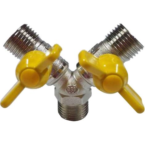 Connecteur de Tuyau de Gaz en Laiton, Diviseur de Tuyau Double, Séparateur DN15 Filetages Extérieurs - 2 Voies (1/5)