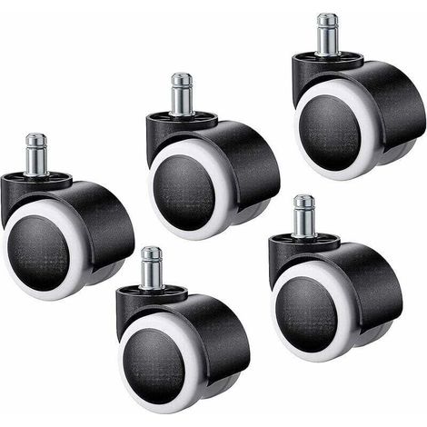 Bürostuhlrollen, Universalrollen für Hartböden, Ersatzrollen für Bürostühle, Laminatböden, Parkett, Fliesen, 11 x 22 mm (1/4)