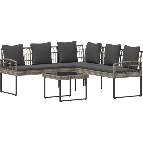 Conjunto de sofás de jardín 2 pcs Gris Ratán sintético y acero vidaXL