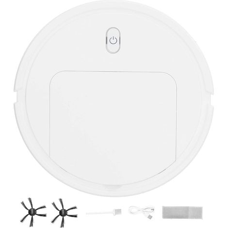 Robot Aspirateur, Robot de Balayage Automatique, Home Smart Sweeper Robot Aspirateur Poils d'Animaux Sol Dur Tapis Nettoyeur de Sol - Rechargeable par USB (Blanc) (1/4)