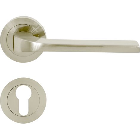 DOMINO Poignée de porte TIPO R M9 PZ Poignée avec plaque PZ pour cylindre profilé Nickel (1/5)