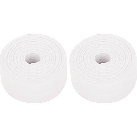Lot de 2 rouleaux de plinthes autocollantes souples en PVC - 38 mm x 3,2 m - Pour cuisine et salle de bain - Blanc (1/5)