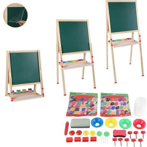 Chevalet d'art en bois pour enfants AllinOne avec rouleau de papier et accessoires (1/5)