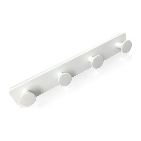 (Lot de 1)Porte-manteau mural blanc avec 4 crochets - Robuste et facile - Support original pour hall d'entrée, salle de bain, chambre à coucher, cuisine (1/5)