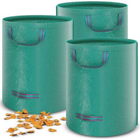 Garden bag, 3 garden waste bags, free-standing leaf bag 272L, with double bottom and additional sewing thread, stabilized, waterproof, UV-resistant, strong polypropylene fabric (PP) 150g/m² 390g (1/5)