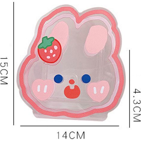 Boîte à crayons transparente et multifonctionnelle, étui de rangement pour pinceaux de maquillage en acrylique avec un adorable motif de lapin fraise, idéal pour le bureau ou la coiffeuse. (1/5)