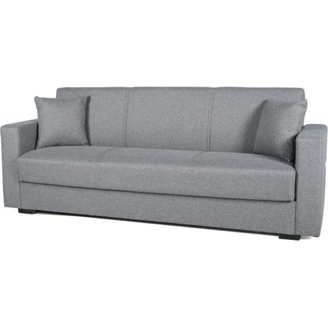 divano letto "afrodite" 3 posti in tessuto grigio 212x80x87 cm