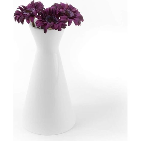 Vase en Porcelaine Forme de X 18 cm, Blanc, 9,4 x 9,4 x 18,5 cm