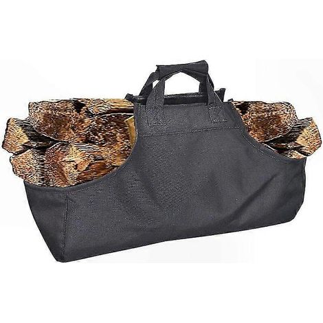 Grand Sac Transport de Bois de Chauffage pour Extérieur, Toile Résistante avec Poignées, Rangement pour Cheminée et Camping, Capacité Maximale, Noir (1/5)