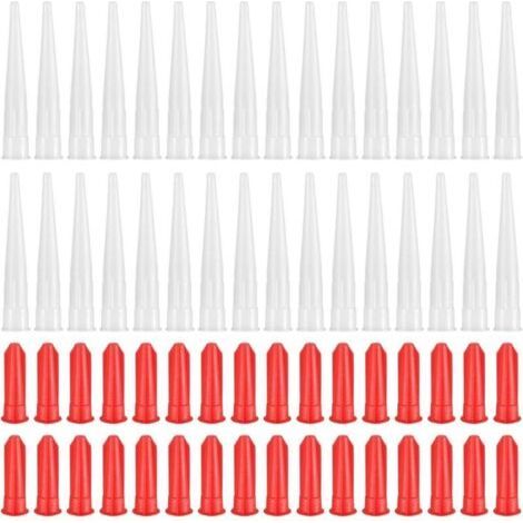 32 Set Embouts de Cartouche en Silicone, Buses de Calfeutrage, Applicateur Buse de Cartouche de Mastic de Rechange en Silicone, Outil d'Étanchéité avec Bouchons Rouges pour Scellage à Calfeut (1/5)