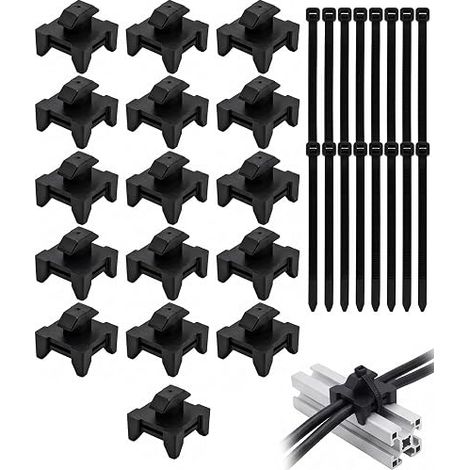 Clips de Câble pour Profilé Aluminium 40x40, Support à Rainure avec Serre-Câbles, Organisateur de Câbles pour Imprimante, Machines et Atelier (1/5)