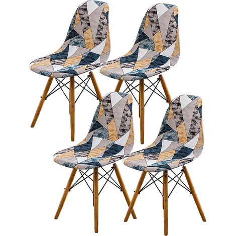 Housse de Chaise Salle à Manger Universel,Scandinave Extensible Color Puzzle 4-Piece Set (1/5)