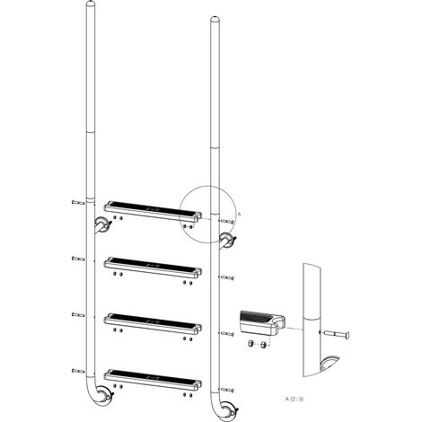 Eichenwald Poolleiter Modell 23 Roma mit einschraubbaren Griffstangen Beckentiefe 1340mm 4 Stufen (1/3)