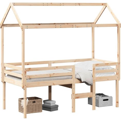 Maison Exclusive - Hochbett mit Dach 80x200 cm Massivholz Kiefer