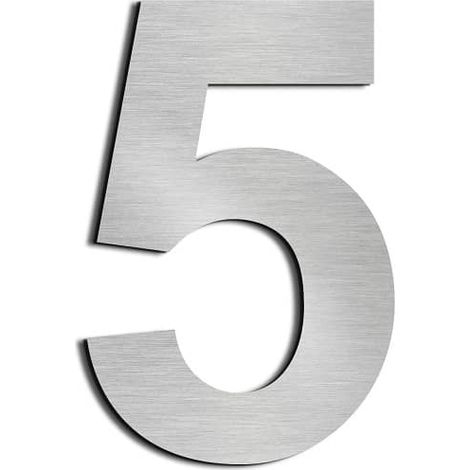 Numero 5 adhesivo en acero inoxidable 7.5 cm  Gris (1/2)