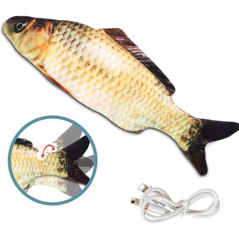 Poisson interactif en peluche pour chat avec sachet d'herbe à chat, jouet amusant pour l'exercice du chat. (1/5)