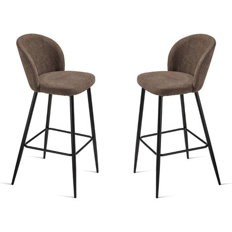 Sgabello in tesssuto Marrone con struttura in metallo MEGGIE 2 pezzi (1/5)