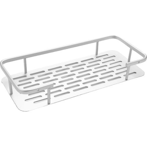 Étagère de douche adhésive en aluminium, porte-shampoing, étagère de rangement de cuisine, panier de rangement mural rectangulaire sans perçage (1/5)
