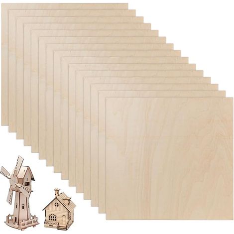 15 Pièces Planche Bois Minces 3mm 300x300mm Contreplaqué (1/5)