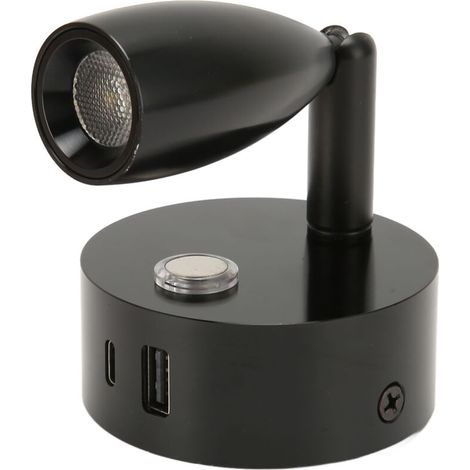 Lampada da lettura Shanrya Boat, interruttore a sfioramento, porta USB Type-C, 3 temperature di colore, 2W, lampada da lettura per camper (nera)