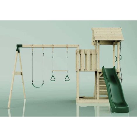 PolarPlay Spielturm Uppsala aus Holz in GrünTrapezstange