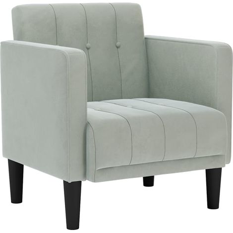 vidaXL Divano Sedia con Braccioli Grigio Chiaro 53 cm in Velluto (1/5)