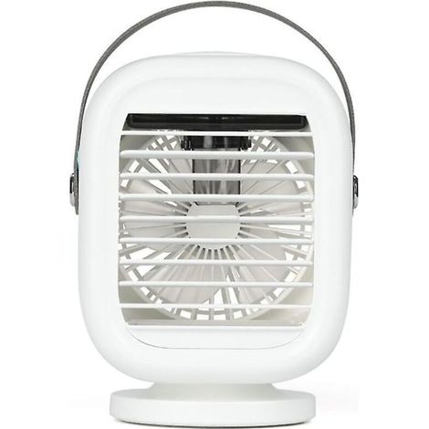 Ventilatore condizionatore d'aria ricaricabile tramite USB da 2000 mAh con rotazione a 120 gradi, 3 velocità, umidificatore e nebulizzatore per uso domestico, in ufficio e all'aperto. (1/5)