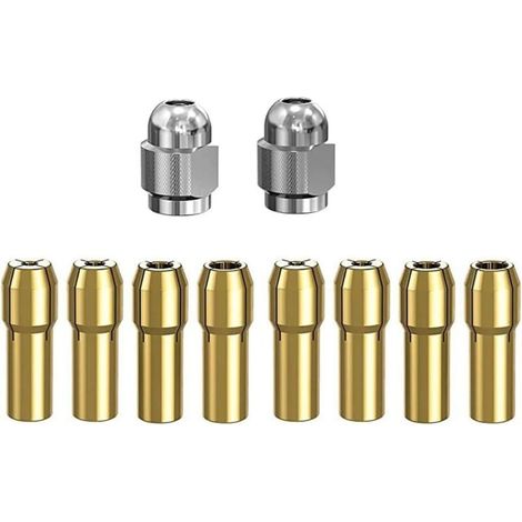 10 pcs Serrage Remplacement 4485 Ensemble d'outils pour écrous Forage Rotatif Laiton avec 8 Pinces et 2 écrous de Serrage pour Outil Rotatif (1/8" x 2, 3/32" x 2, 1/16" x 2, 1/32" x 2) (1/4)