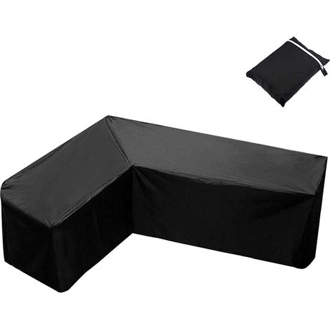 Housse en forme de L pour meubles de jardin, terrasse, imperméable, antipoussière, protection UV, housse de canapé d'angle avec sac de rangement pour canapé de terrasse extérieur (215 x 215 x 87 cm (1/5)