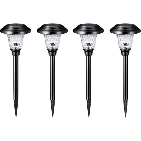 Set mit 4 Solar-Außenleuchten für Einfahrten und Gärten, dekorative Beleuchtung, wasserdichte Glasschirme, weißes Licht (1/5)