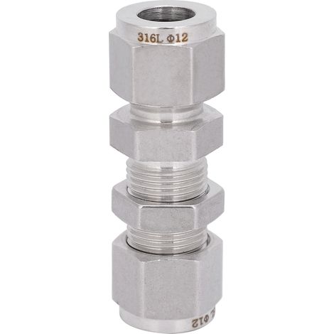 Raccord traversant à double bague en acier inoxydable 316, accessoire de connexion pour tube 1/2" (1/5)