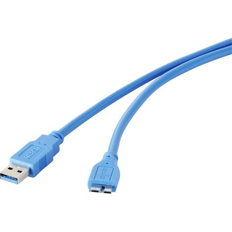 Renkforce Câble USB USB 3.2 Gen1 USB-A mâle, USB-Micro-B 3.0 mâle 0.30 m bleu contacts dorés RF-4264 (1/4)