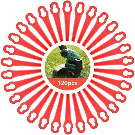 Lot de 120 lames de rechange pour tondeuse à gazon, lames plastiques 83×10×5 mm, jardin et pelouse (1/4)